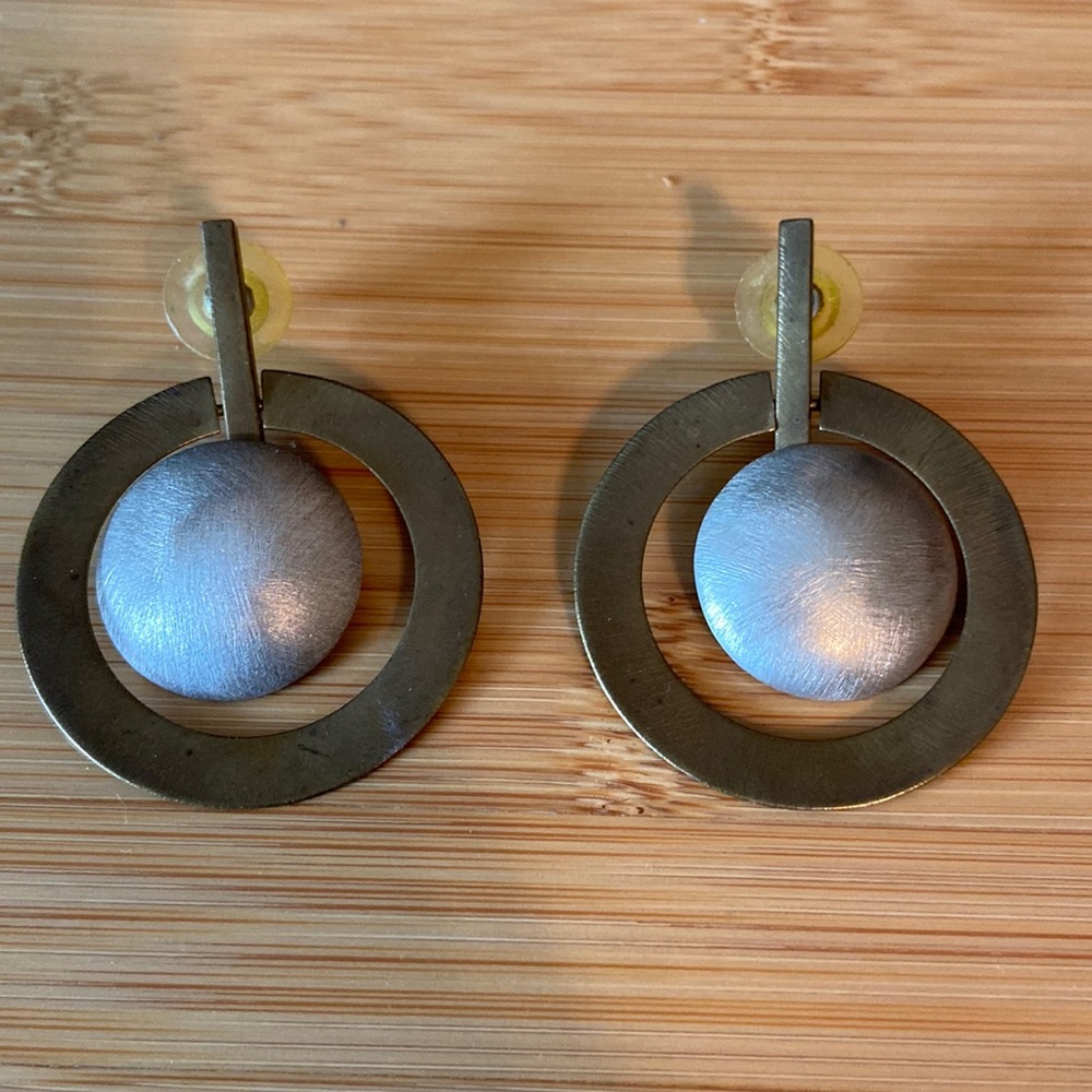 Vintage brass and silver colored earrings